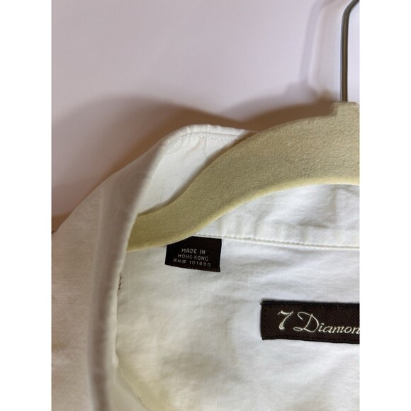 7 Diamonds Embroidered Mens Off White Button Down LS Shirt Size XL - Picture 5 of 10